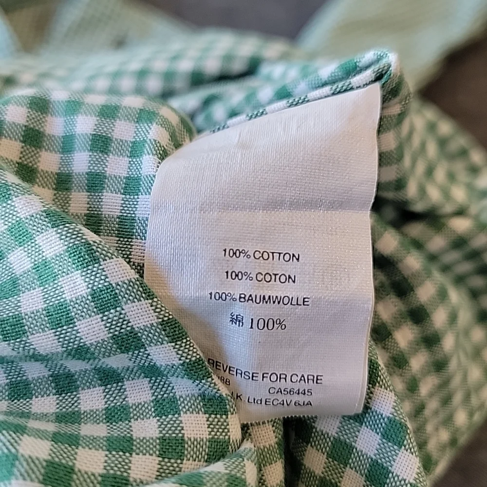 J Crew Lightweight Oxford Cloth Shirt Men's Small Slim Green Check Gingham‎